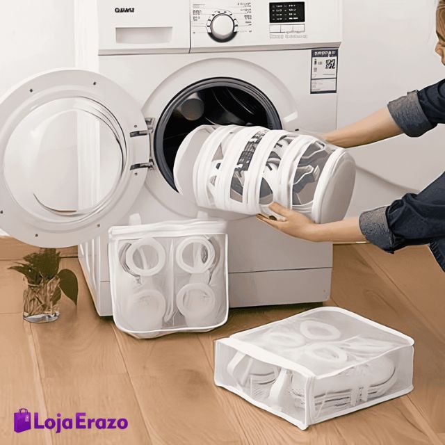 Saco Protetor para Lavagem de Calçados em Máquina de Lavar - EM POLIÉSTER