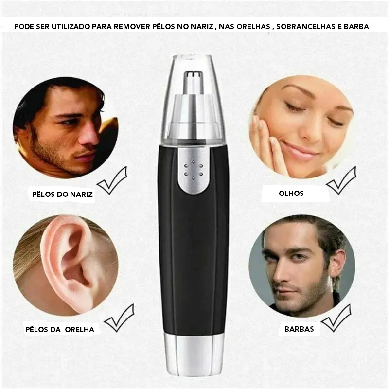 Aparador de Pelos Clean Nose para Nariz e Ouvido * Depilador-Facial-Elétrico-Portátil * By Erazo