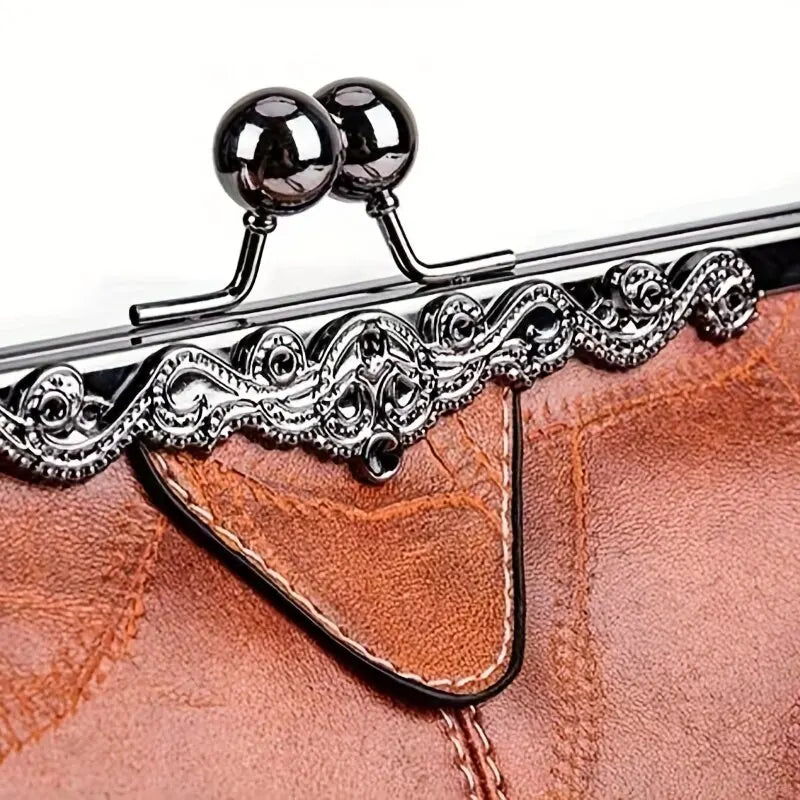 Bolsa Clássica Elegance Vintage * Com fecho Kiss Lock-Textura de costura * By Erazo
